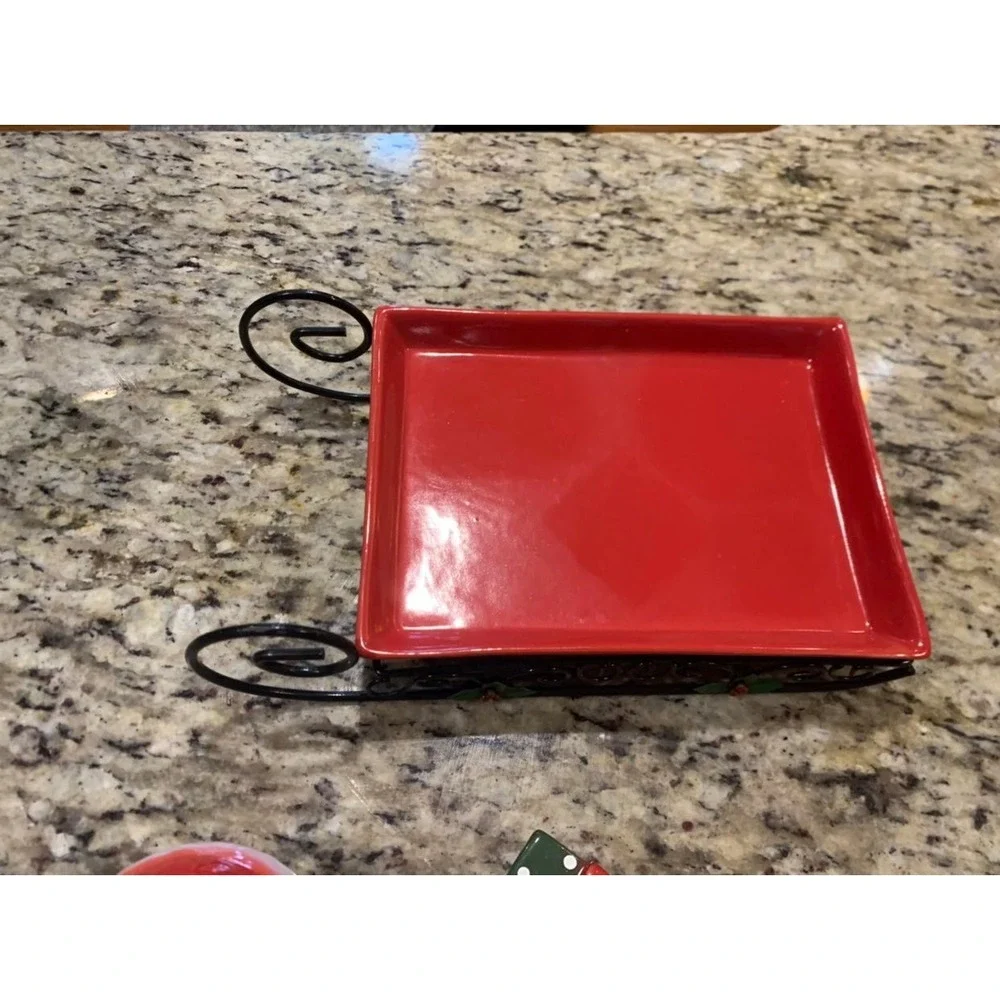 Christmas Sleigh hostess‎ set hand paint coffee or tea set red & green